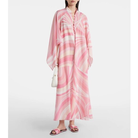 Pucci Pembe Desenli Kaftan